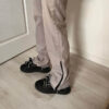 Pantalon marron clair avec flare a zip noir