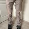 Pantalon marron clair avec flare a zip noir